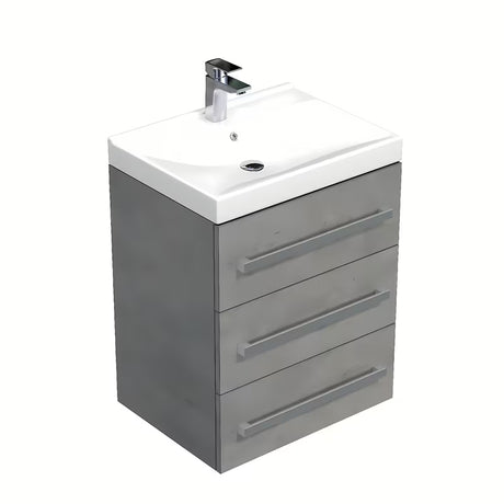 Wisząca szafka łazienkowa SAT Cube Way z umywalką ceramiczną w dekorze imitacji betonu