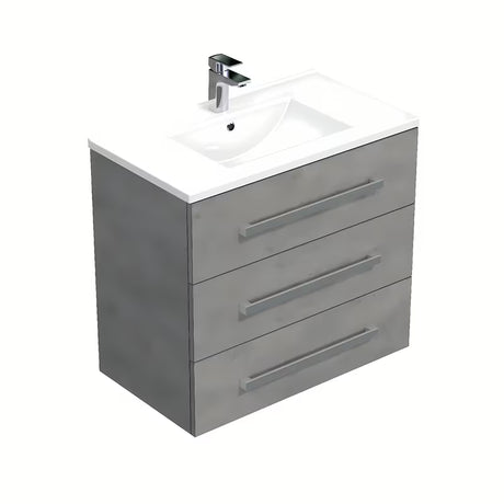 Wisząca szafka łazienkowa z umywalką ceramiczną Naturel Cube Way w dekorze beton, 80 cm