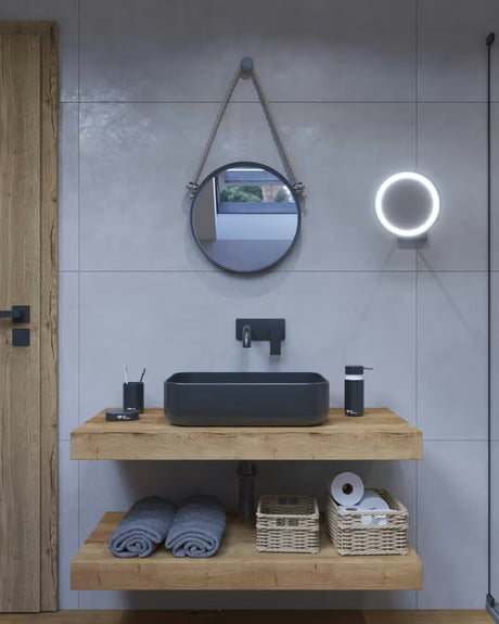 Wisząca blat łazienkowy  Naturel Dolce w dekorze dąb halifax z powierzchnią laminowaną