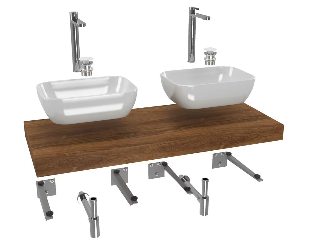 Zestaw mebli Łazienkowych Naturel Dolce z blatem 120x50 cm w dekorze dąb charleston pro dwie umywalki nablatowe 