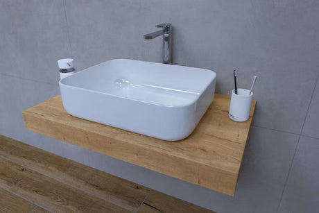 Zestaw mebli Łazienkowych Naturel Dolce z blatem w dekorze dębu halifax i umywalką nablatowy 