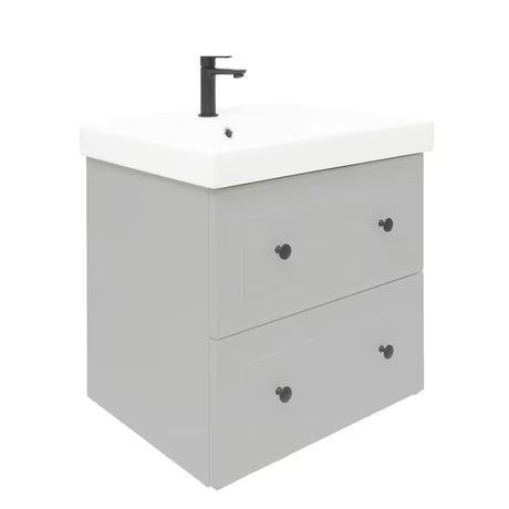 Wisząca szafka łazienkowa z umywalką ceramiczną Naturel Forli w kolorze szary mat