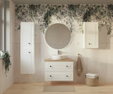 Wisząca szafka pod umywalkę Naturel Forli w kolorze białym z blatem w dekorze Dąb Halifax