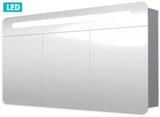 Szafka lustrzana Naturel 120x65 cm w kolorze szaro-srebrnym z OŚWIETLENIEM led i z trojgiem lustrzanych drzwiczek.