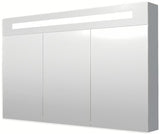 Szafka lustrzana Naturel 120x75 cm w kolorze szaro-srebrnym z trojgiem lustrzanych drzwiczek i oświetleniem LED