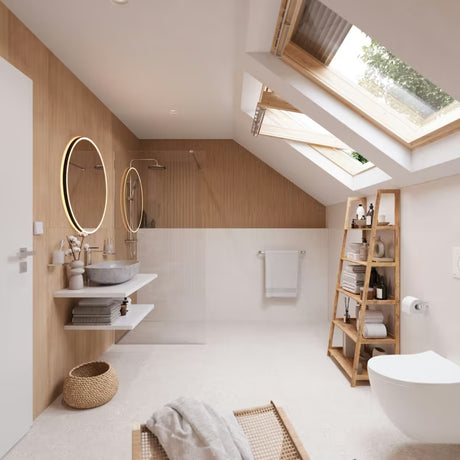 Stojący regał Naturel Home w dekorze orzecha, z litego drewna, z matowym olejowanym wykończeniem.