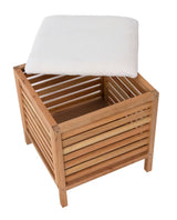Stojący taboret Naturel Home w dekorze orzecha, z matową olejowaną powierzchnią i tekstylnym siedziskiem.