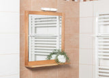 Lustro Naturel Home z półką 60x61,5 cm w dekorze orzecha, orientacja pionowa.