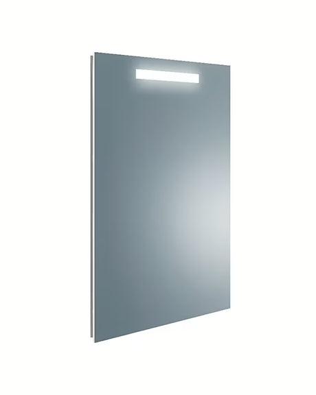 Prostokątne lustro Naturel Iluxit 50x70 cm z górnym podświetleniem LED, orientacja pionowa.
