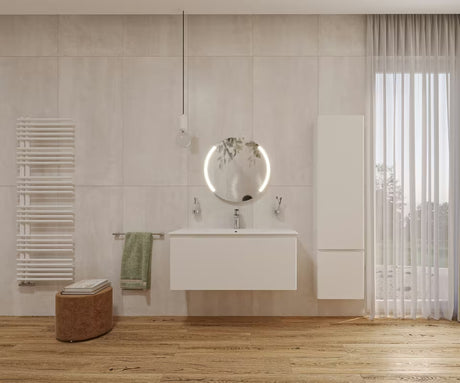 Biała ceramiczna umywalka meblowa Naturel Modena 101x46 cm z centralnym otworem na pro baterię