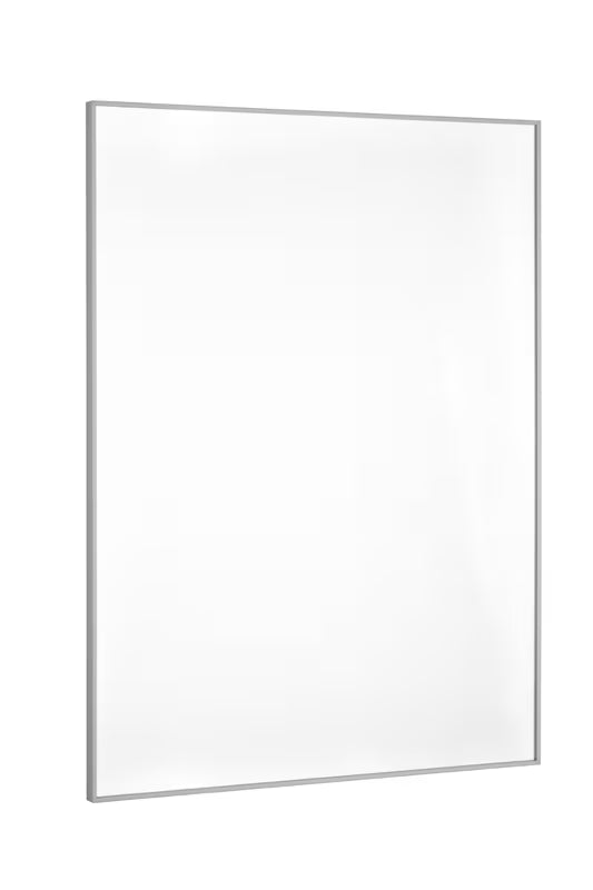 Prostokątne ścienne lustro 63x85 cm w aluminiowej ramie, odpowiednie do nowoczesnej łazienki.