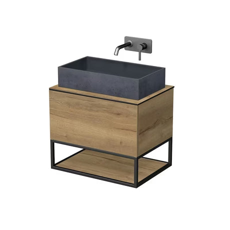 Wisząca szafka pod umywalkę Naturel Oxo 70x50 cm w dekorze dąb halifax z uniwersalnym blatem