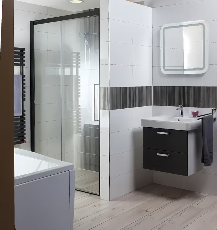 Kwadratowe LUSTRO led Naturel Pavia 60x60 cm z podświetleniem obwodowym i fazowanymi krawędziami