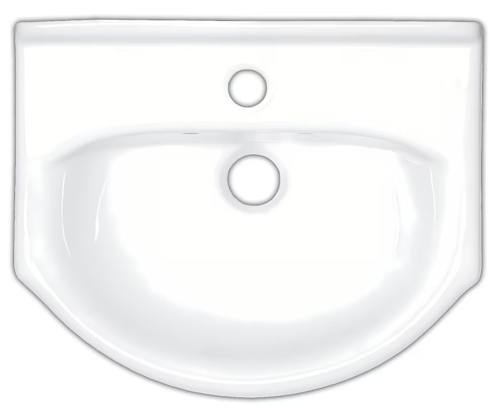 Biała ceramiczna umywalka meblowa Naturel Pro 52 x 41 cm z otworem pro na baterię pośrodku.