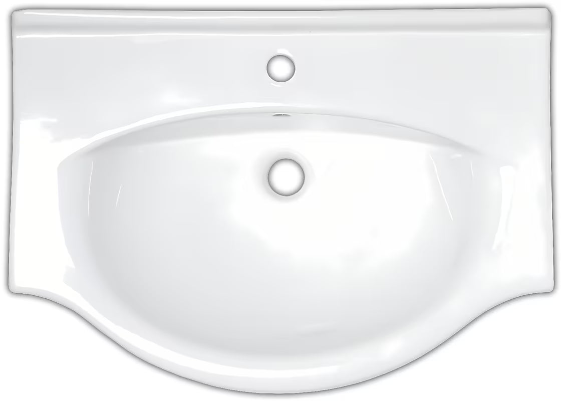 Biała ceramiczna umywalka meblowa Naturel Pro 81 x 50 cm z otworem na baterię pośrodku