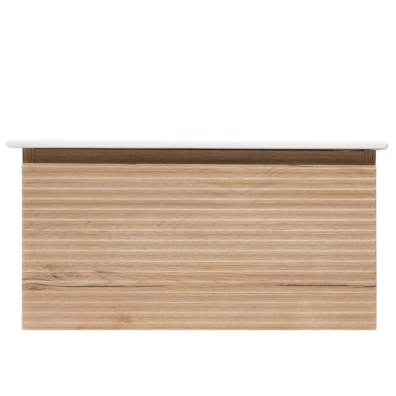 Wisząca szafka łazienkowa Naturel Savona z ceramiczną umywalką w dekorze dąb halifax mat