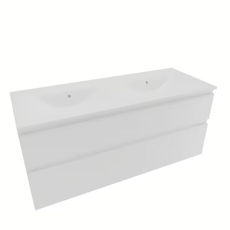 Wisząca szafka łazienkowa Naturel Savona z ceramiczną umywalką podwójną w białym połysku