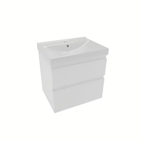 Wisząca szafka łazienkowa Naturel Savona z ceramiczną umywalką w białym połysku