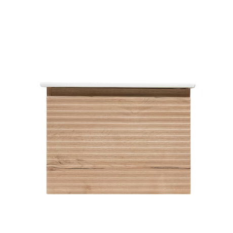 Wisząca szafka łazienkowa z ceramiczną umywalką Naturel Savona w dekorze dębu halifax mat