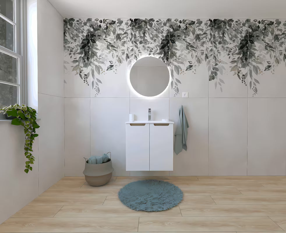 Zestaw mebli Łazienkowych Naturel Stilla w białym połysku z szafką i ceramiczną umywalką