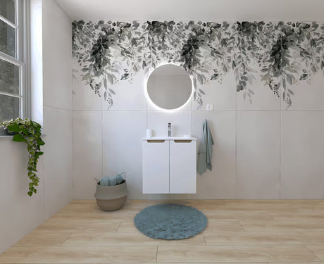 Zestaw mebli Łazienkowych Naturel Stilla w białym połysku z szafką i ceramiczną umywalką