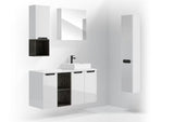 Biała wisząca szafka łazienkowa Naturel Stilla z umywalką ceramiczną Modena M6046