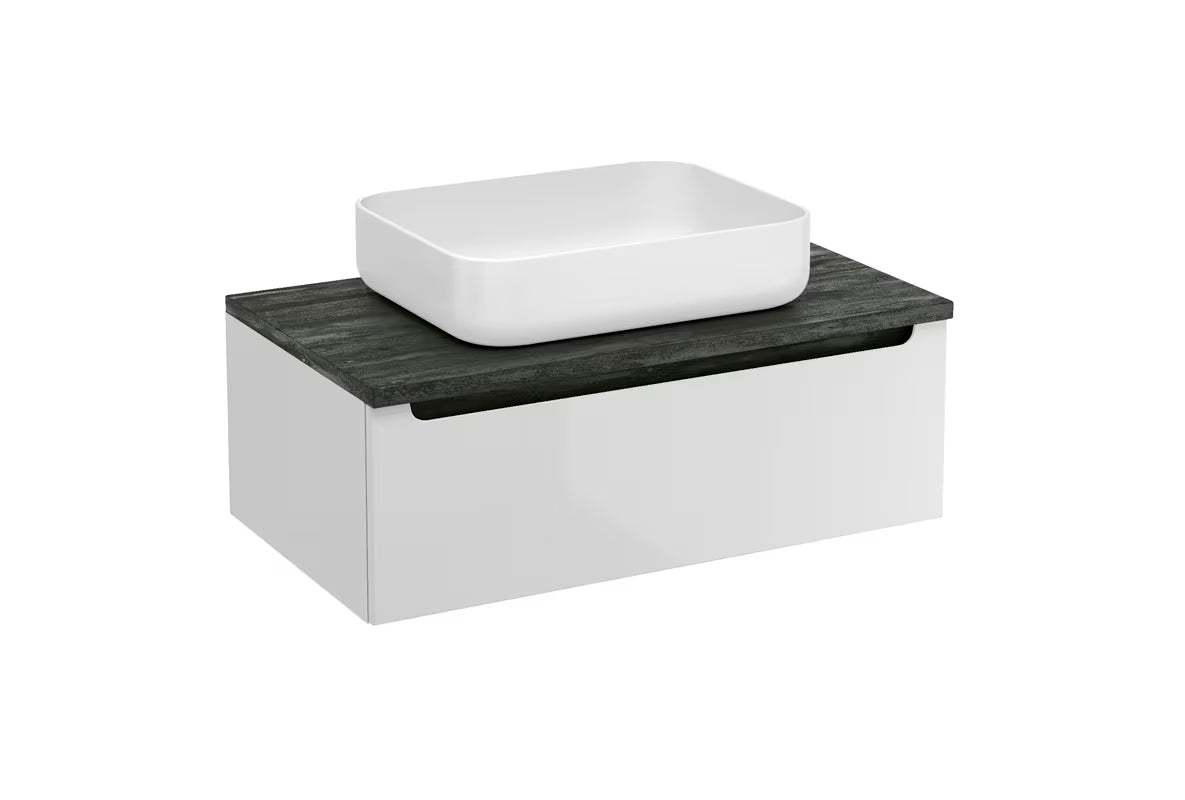 Wisząca szafka pod umywalkę Naturel Stilla 80x30x45 cm w kolorze białym z płytą maskującą