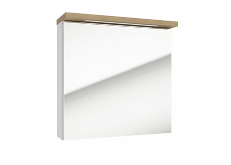 Biała szafka lustrzana Naturel Stilla 60x60 cm z górnym oświetleniem LED i drzwiczkami
