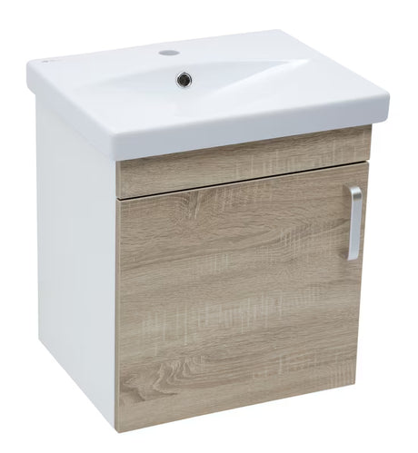 Wisząca szafka łazienkowa z umywalką ceramiczną Naturel Vario Dekor w dekorze dąb bardolino mat