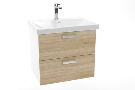 Wisząca szafka z umywalką ceramiczną Naturel Vario Dekor w dekorze dąb bardolino