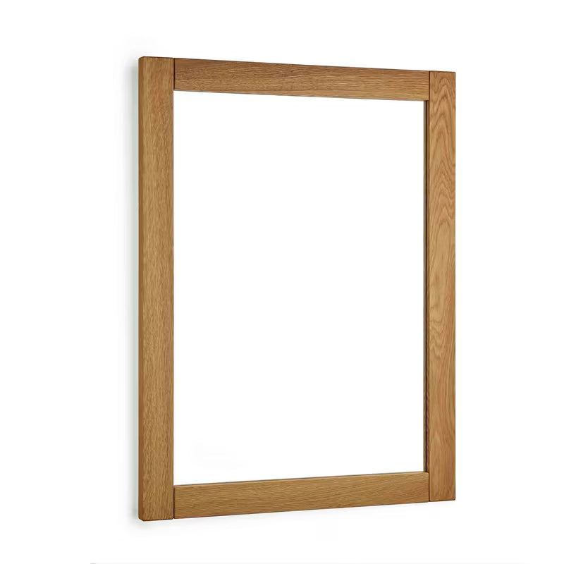Lustro Naturel Wood w ramie z litego dębu o wymiarach 60x80 cm, w dekorze dębu.