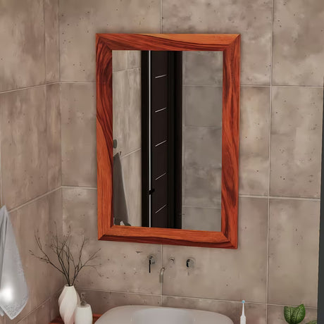 Wiszące lustro Naturel Wood 60x90 cm z litego palisandru w ciepłych brązowych tonacjach