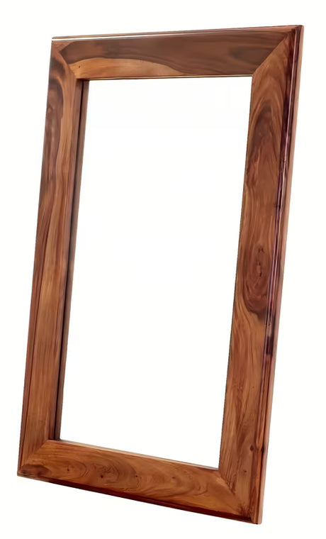 Wiszące lustro Naturel Wood 60x90 cm z litego palisandru w ciepłych brązowych tonacjach