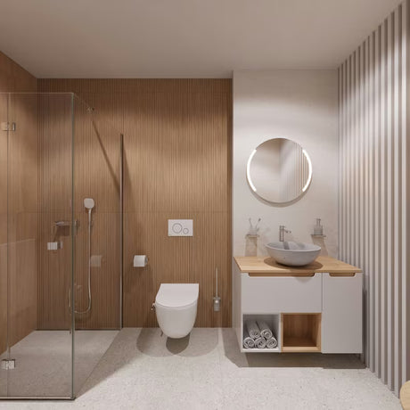 Okrągłe lustro łazienkowe LUSTRO led Naturel o średnicy 60 cm z podświetleniem i aluminiową ramą