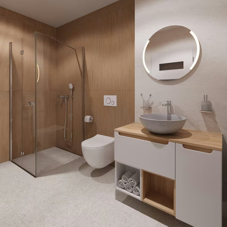 Okrągłe lustro łazienkowe LUSTRO led Naturel o średnicy 60 cm z podświetleniem i aluminiową ramą