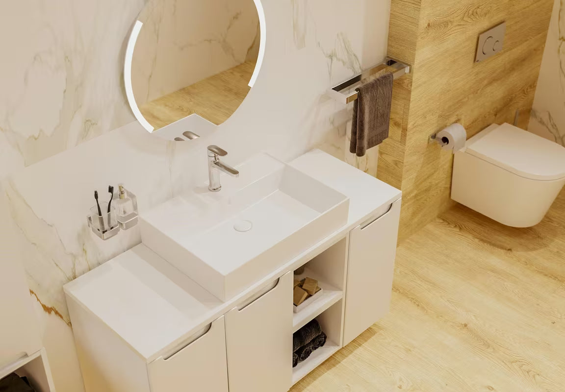 Okrągłe lustro łazienkowe LUSTRO led Naturel o średnicy 60 cm z podświetleniem i aluminiową ramą