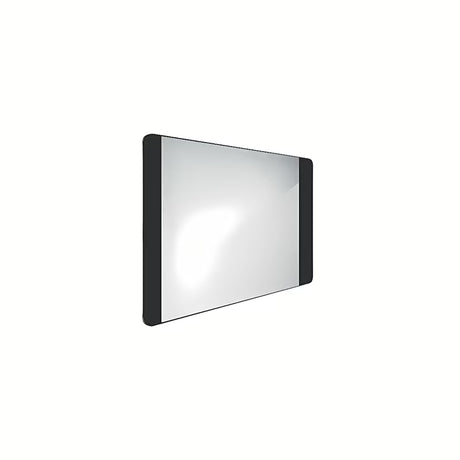 Czarne łazienkowe LUSTRO led Naturel 80x60 cm z pośrednim podświetleniem w matowej aluminiowej ramie