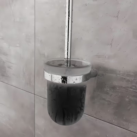 SZCZOTKA do Wc Nimco Bormo w chromie z pojemnikiem z matowego szkła i czarną szczotką