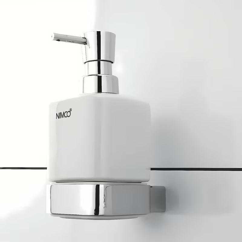 Chromowany dozownik mydła w płynie Nimco Kibo z ceramicznym pojemnikiem