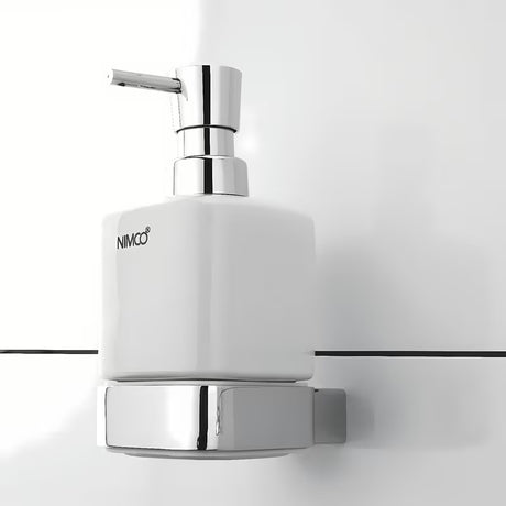 Chromowany dozownik mydła w płynie Nimco Kibo z ceramicznym pojemnikiem
