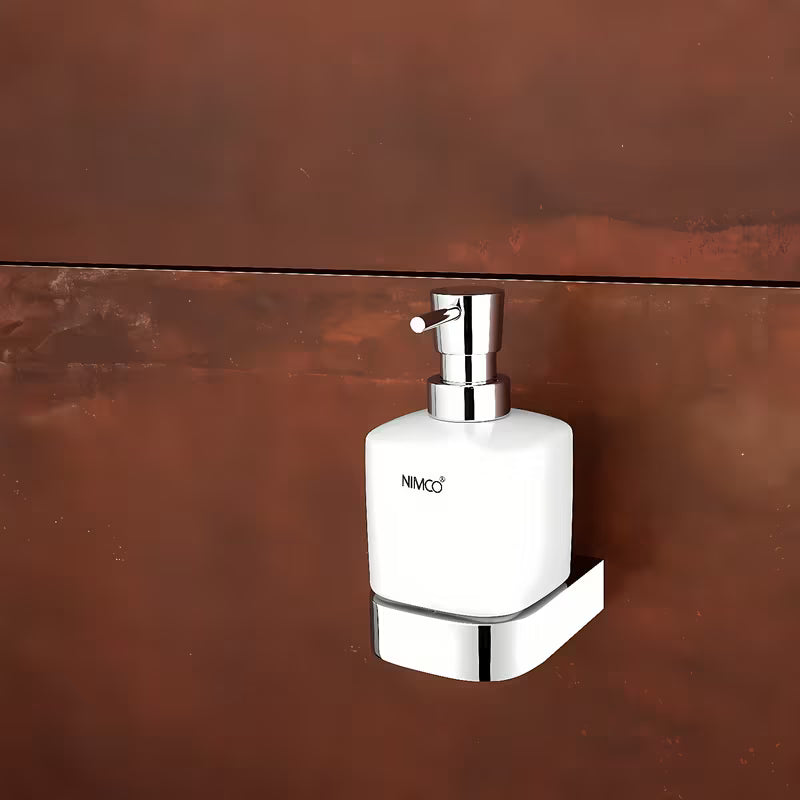 Chromowany dozownik do mydła w płynie Nimco Nikau z ceramicznym pojemnikiem i pompką