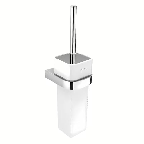 Nimco Nikau SZCZOTKA do Wc w chromie z białym ceramicznym pojemnikiem i uchwytem ściennym