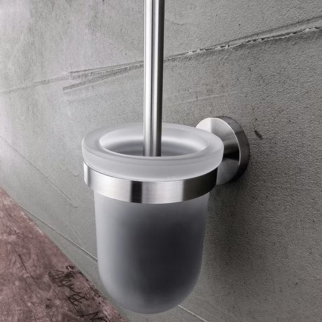 SZCZOTKA do Wc Nimco Unix ze szczotkowanej stali nierdzewnej z niskim pojemnikiem z matowego szkła