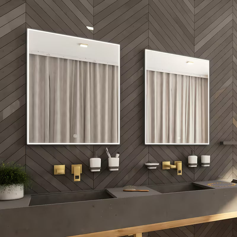 Nimco podświetlane LUSTRO led 60x80 cm w czarnym wykończeniu, z oświetleniem po obwodzie