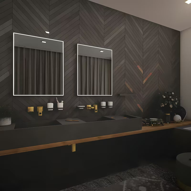 Nimco podświetlane LUSTRO led 60x80 cm w czarnym wykończeniu, z oświetleniem po obwodzie