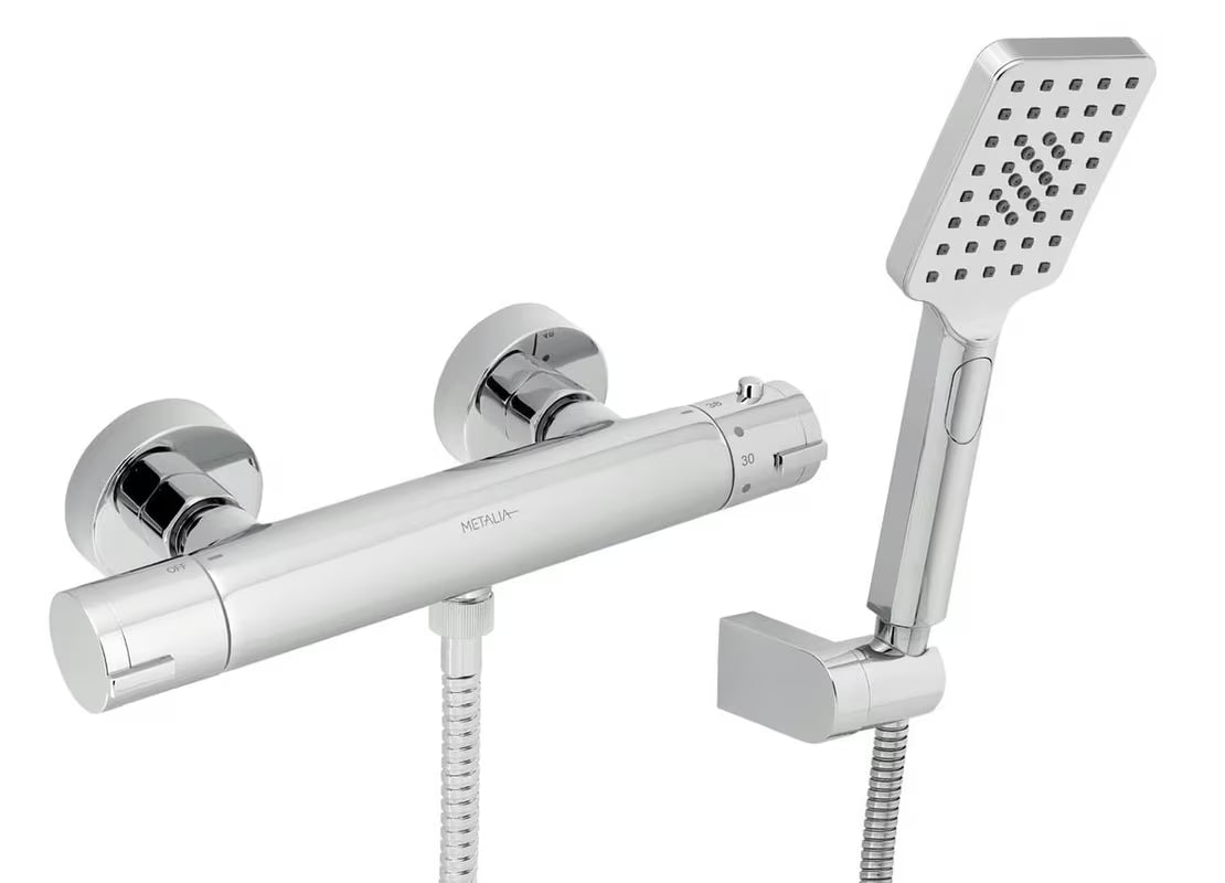 Novaservis Metalia 54 termostatyczna bateria prysznicowa w chromie z zestawem prysznicowym
