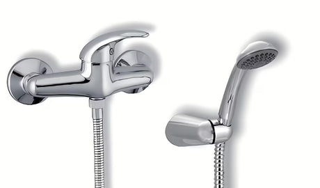Ścienna jednouchwytowa bateria prysznicowa Novaservis Metalia 55 w chromie z zestawem prysznicowym