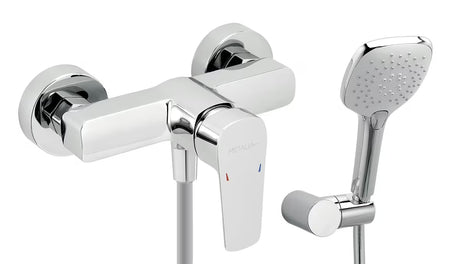 Ścienna bateria prysznicowa Novaservis Metalia 58 Eco w chromie z zestawem prysznicowym