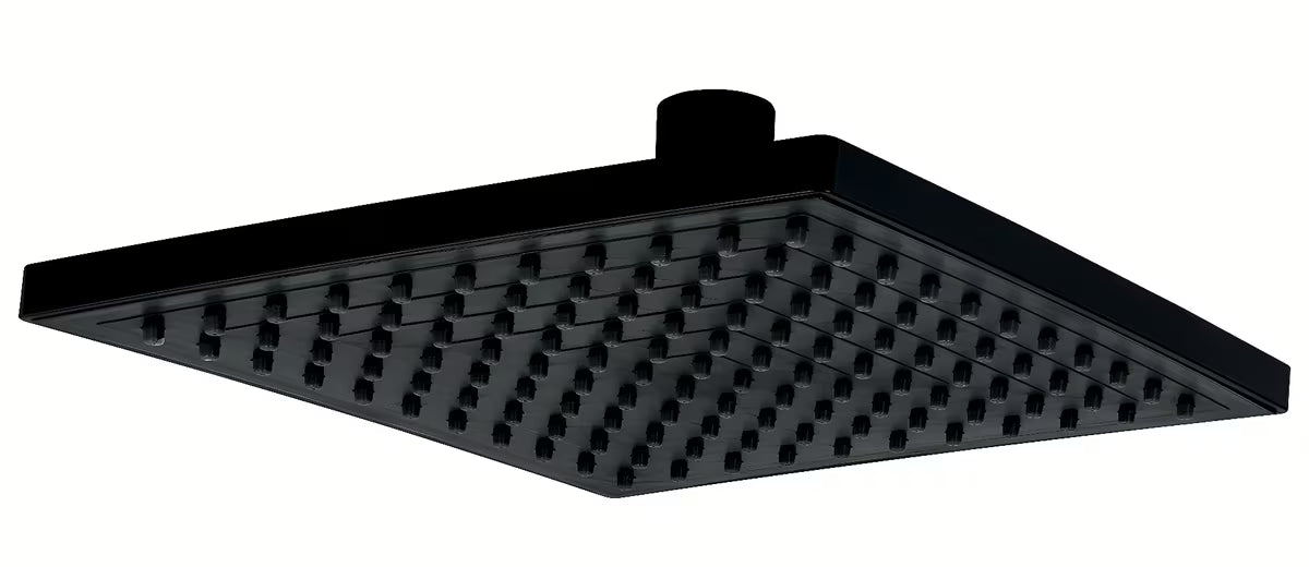 Czarna kwadratowa deszczownica  Novaservis 20x20 cm ze stali nierdzewnej z dyszami EasyClean