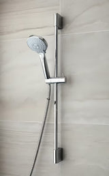 Zestaw prysznicowy Optima Comfort w wykończeniu chrome z rączką prysznicową, drążkiem prysznicowym i wężem prysznicowym